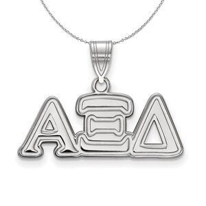 Sterling Silver Alpha Xi Delta Medium Greek Necklace - 24 Inch
